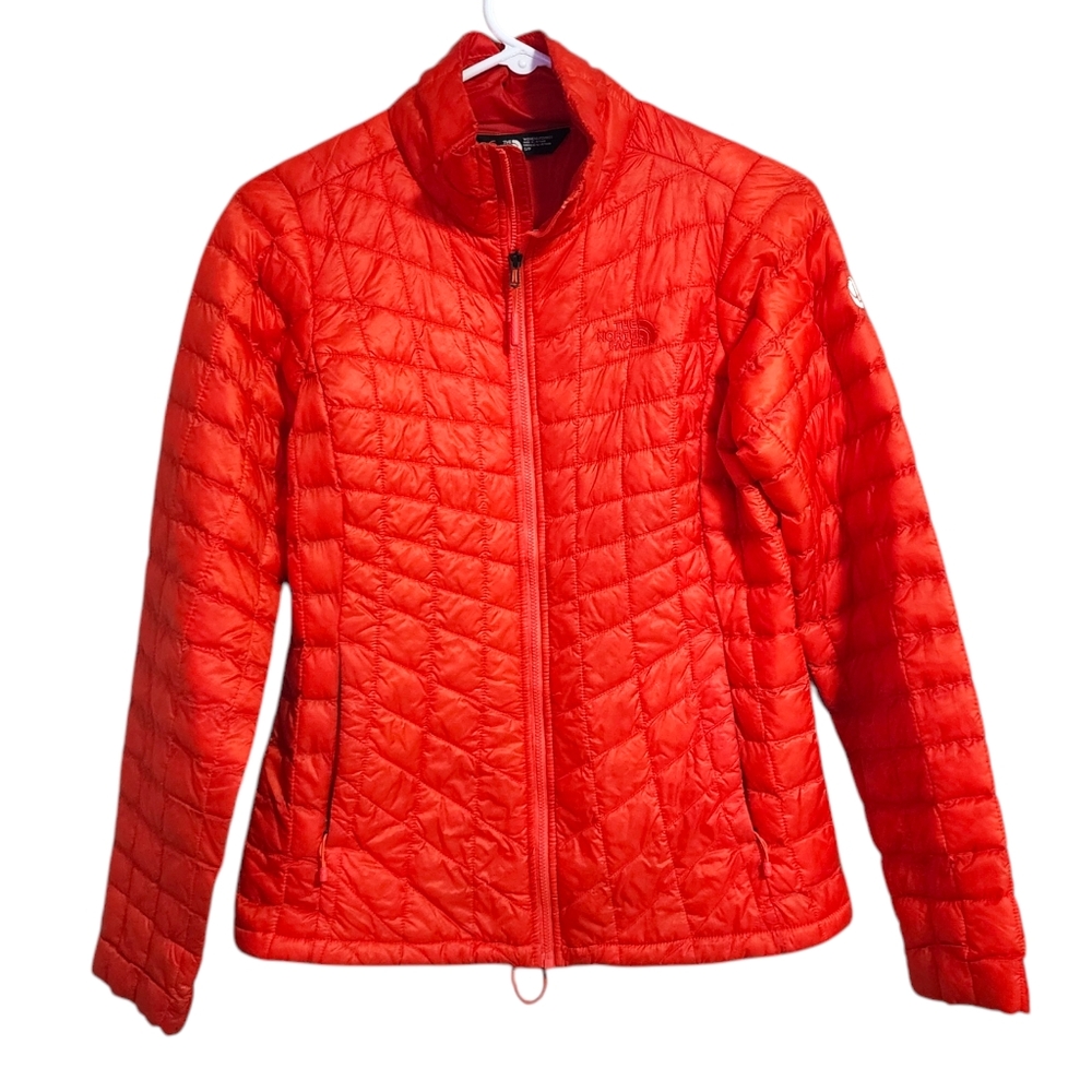 THE NORTH FACE thermoball puffer full zip jacket packable in red size S